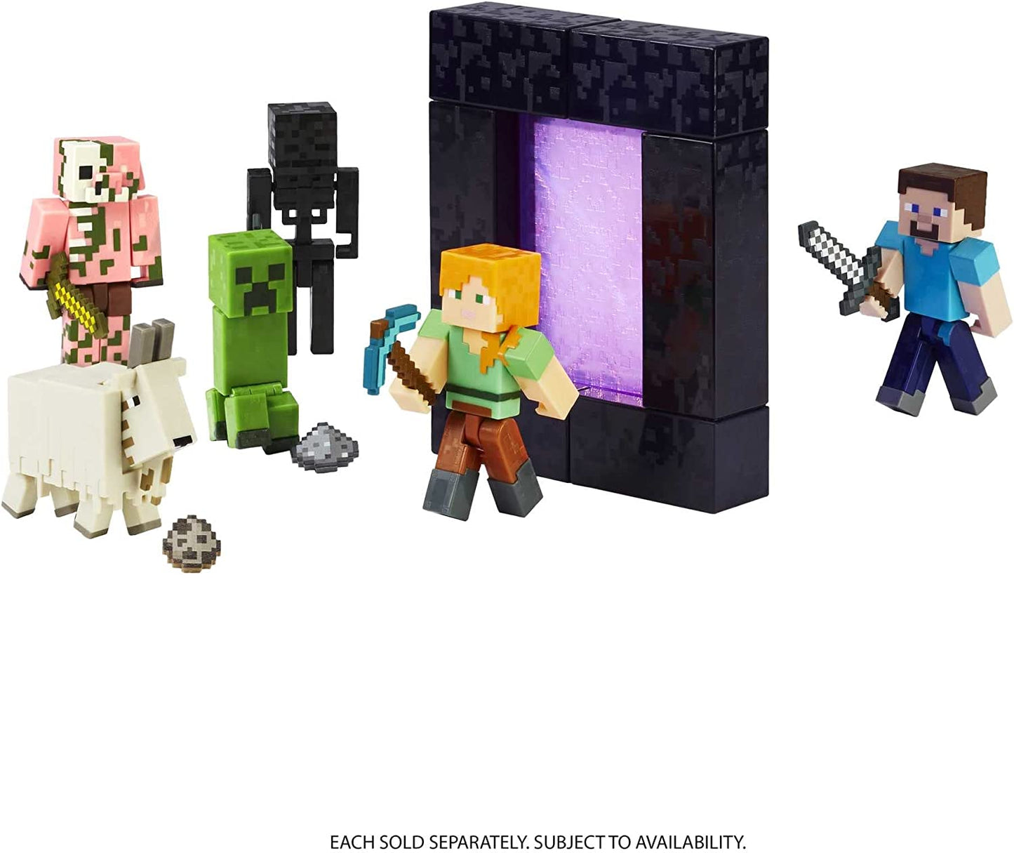 Minecraft Figura Build-A-Portal Creeper HFC33 Figura colecionável e peça Build-A-Portal – Articulações móveis – 1 acessório – 8cm de altura 6+ anos