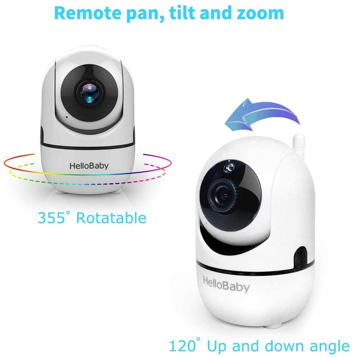 ‎HelloBaby - Monitor para bebés con cámara remota con zoom panorámico, inclinable y de 3,2''