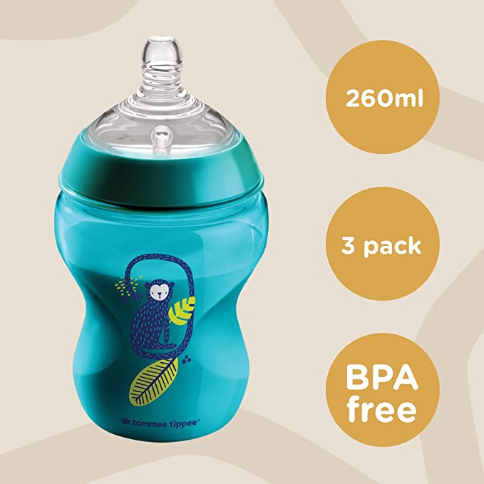 Tommee Tippee Mamadeiras Anti-Cólicas 260ml Kit com 3 peças Jungle Blues