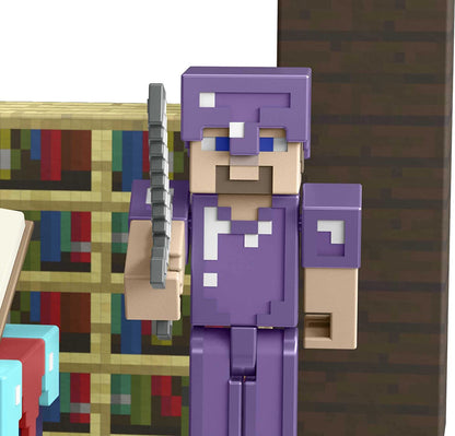 Minecraft Quarto encantador com figura e acessórios de Steve de 3,25 pol.