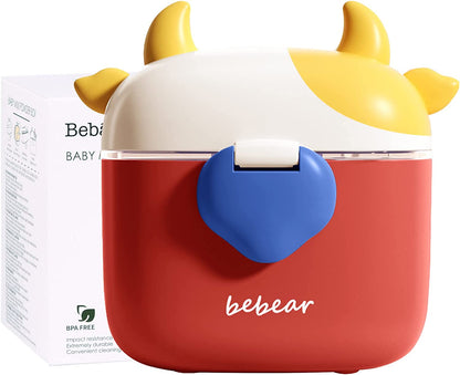 Bebamour - Recipiente Hermético Portátil para Leche en Polvo con Cuchara y Nivelador 460ml - Rojo 