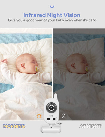 GHB - Vigilabebés con cámara en modo Eco Alcance de 900 pies Batería de 950 m 2,4"