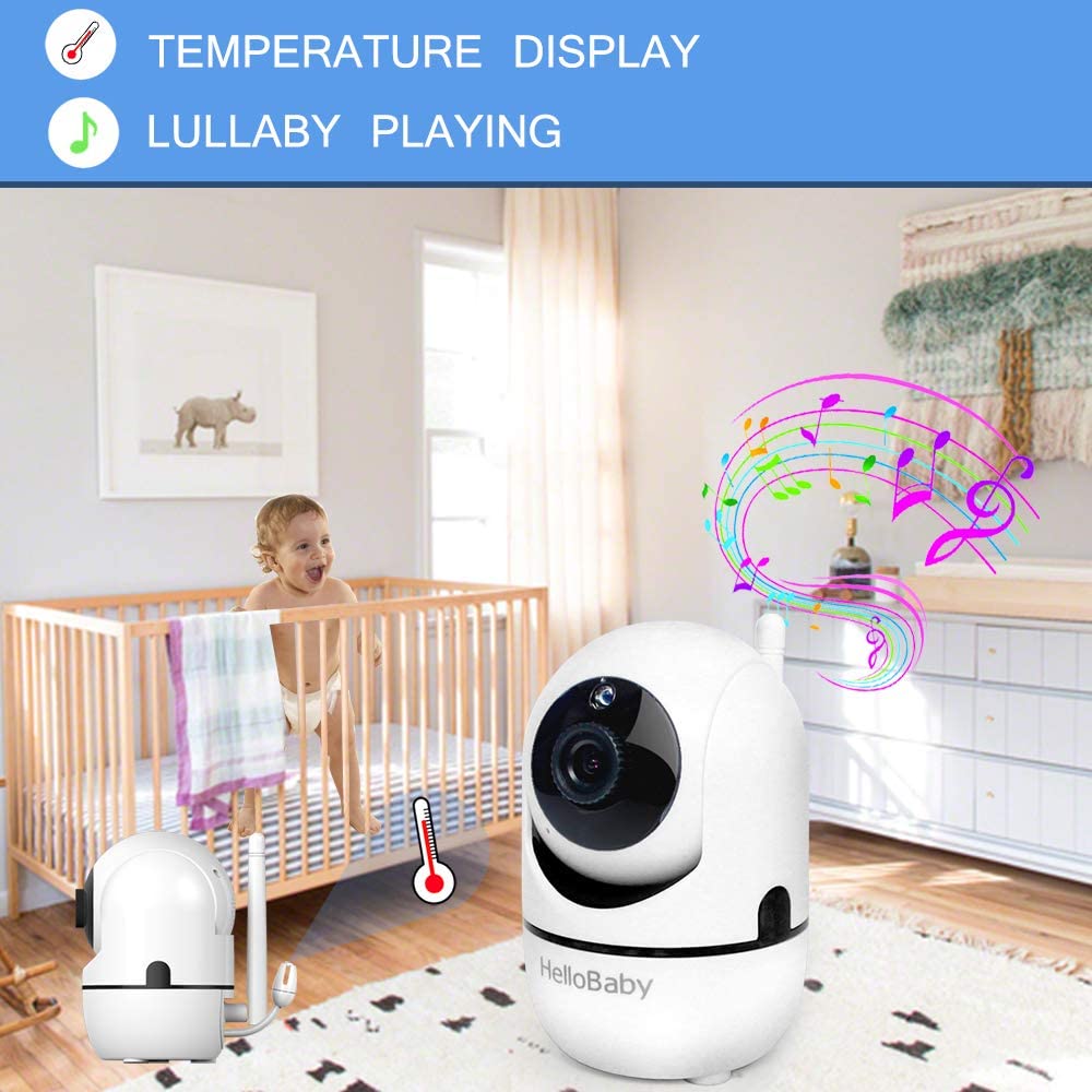 ‎HelloBaby - Monitor para bebés con cámara remota con zoom panorámico, inclinable y de 3,2''