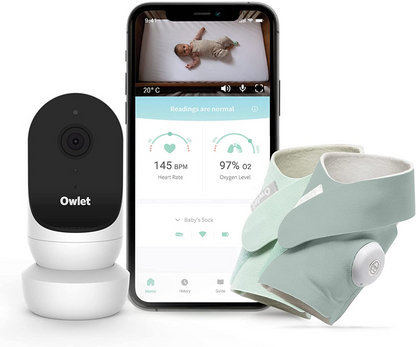 Owlet Monitor Duo - Cam y Smart Sock 3 - Vigilabebés con cámara de vídeo HD - Visión nocturna y audio - Seguimiento de frecuencia cardíaca, oxígeno y tendencias de sueño (0-18 meses)