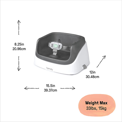 Ingenuity Assento elevatório para crianças SmartClean, ardósia, assento para refeições e alimentação para crianças, leve para viagens, fácil de limpar, arnês de segurança de 3 pontos, cresce com o bebê, a partir de 16 meses