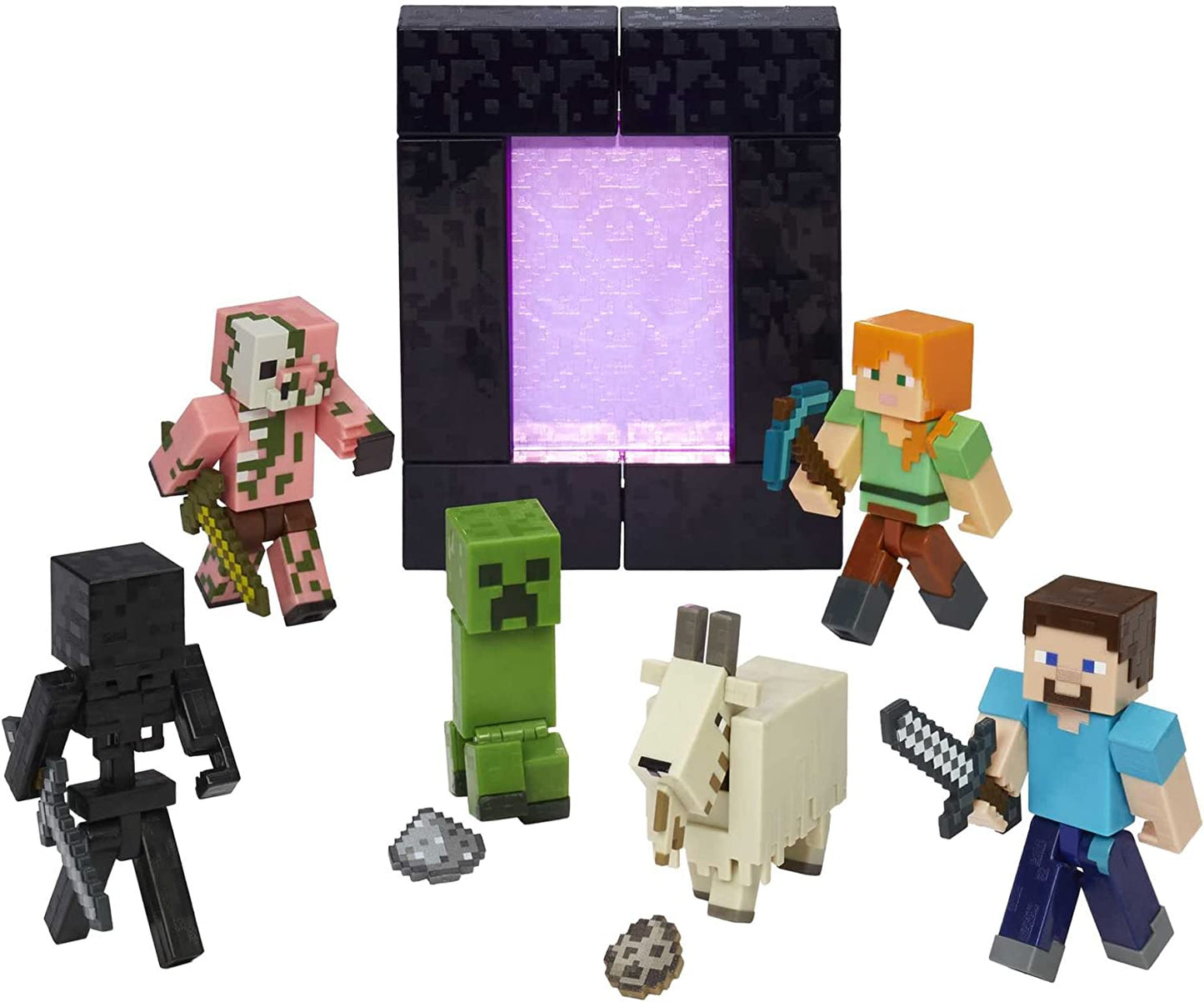 Minecraft Figura Build-A-Portal Creeper HFC33 Figura colecionável e peça Build-A-Portal – Articulações móveis – 1 acessório – 8cm de altura 6+ anos