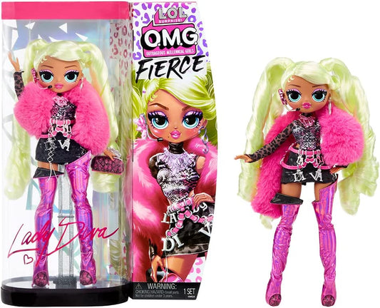 L.O.L. Surprise! Boneca Fierce  LADY DIVA Fashion Roupas, Acessórios e Suporte - 15 Surpresas 3+