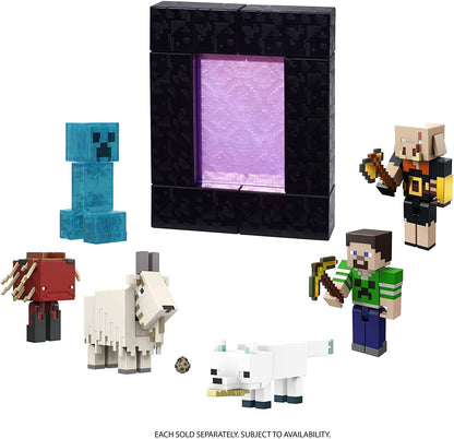 Minecraft Figura Build-A-Portal Creeper HFC33 Figura colecionável e peça Build-A-Portal – Articulações móveis – 1 acessório – 8cm de altura 6+ anos