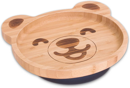 Bubba Bear ® Conjunto de placas de sucção para bebês | Feito com Bambu Natural | Placas de sucção para desmamar e alimentar crianças pequenas (6 a 12 meses)