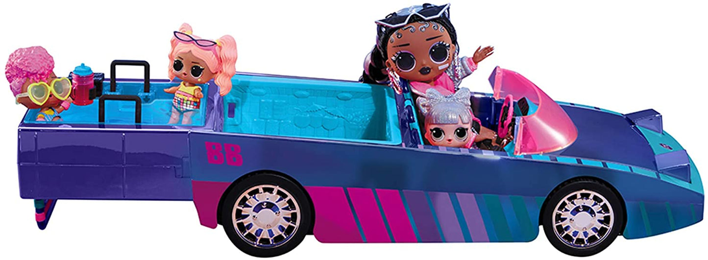 LOL Surprise Dance Machine Car con muñeca exclusiva, piscina sorpresa, pista de baile y luz negra mágica 