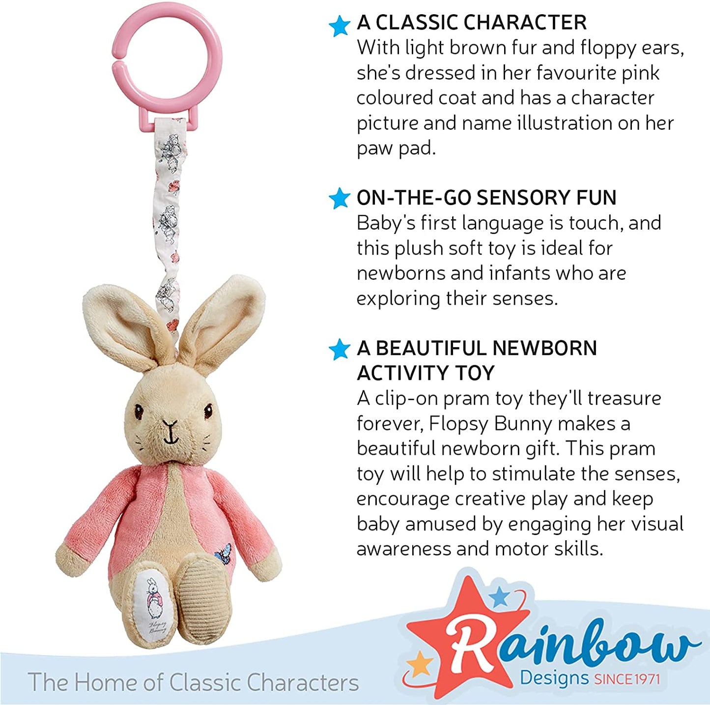 Rainbow Designs Peter Rabbit - Brinquedo para carrinho de bebê