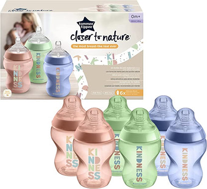 Tommee Tippee - Biberones anticólicos 260 ml Kit con 6 piezas - Kindness 