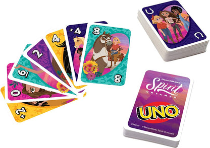 Mattel Games Uno DreamWorks Spirit Untamed Matching Card Game para crianças de 7 anos e acima GXD73