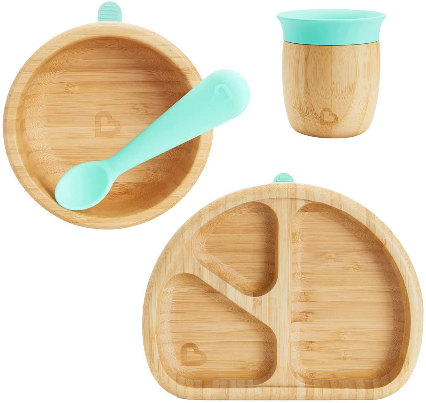 Munchkin Conjunto de Desmame de Bambu – Tigela e prato de sucção de bambu 5oz/ 147ml. Perfeito para Baby Led Weaning