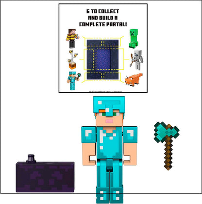 Minecraft Craft-A-Block Figuras sortidas, personagens de videogame pixelados autênticos, brinquedo de ação para criar, explorar e sobreviver, presente colecionável para fãs de 6 anos ou mais