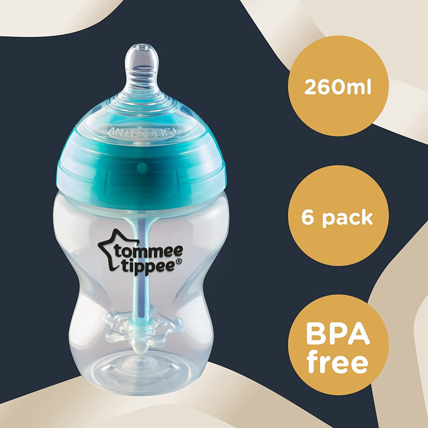 Tommee Tippee - Mamadeiras Anti-cólicas 260 ml Kit com 6 peças - Tranparente