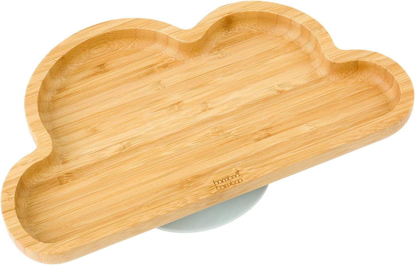 bamboo bamboo Placa de Bambu para Bebês – Crianças e Crianças com Ventosa para Bebês | Não Tóxico | Legal ao toque | Ideal para Baby-Led Weaning (nuvem, cinza)