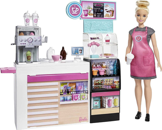 Barbie Cafetería con muñeca y más de 20 piezas realistas