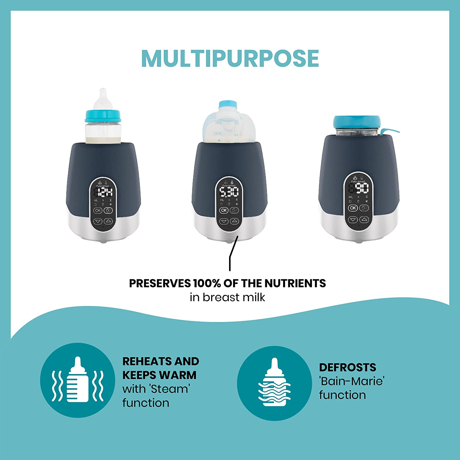 Aquecedor de mamadeiras digital para carro nutrismart (banho-maria / vapor)  - Prenatal
