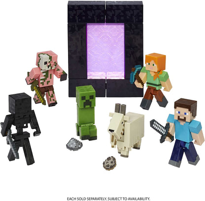 Minecraft Figura Build-A-Portal Creeper HFC33 Figura colecionável e peça Build-A-Portal – Articulações móveis – 1 acessório – 8cm de altura 6+ anos