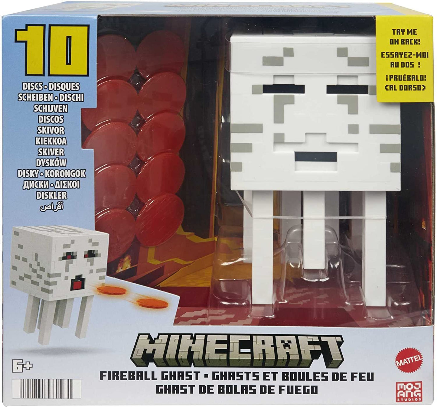 Minecraft Figura Fireball Ghast, personagens de videogame pixelados autênticos, brinquedo de ação para criar, explorar e sobreviver, presente colecionável para fãs de 6 anos ou mais