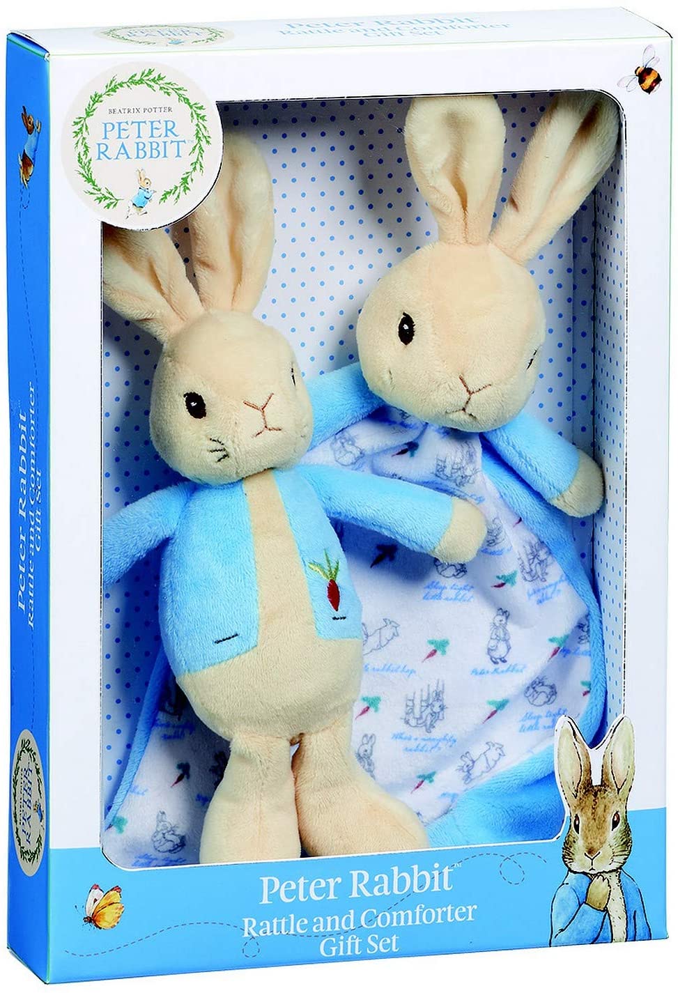 Rainbow Designs - Peter Rabbit Conjunto de presente de chocalho e naninha.