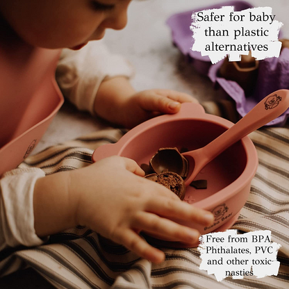 Bubba Bear ®Tigelas para Desmame | Tigela de sucção para bebês que se alimentam sozinhos | Fique parado Conjunto de silicone para bandeja de cadeira alta de criança | Conjuntos de acessórios para bebês e pote para lanches