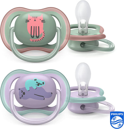 Philips Avent Ultra Air Soother 2 Pack - chupeta sem BPA para bebês de 6 a 18 meses (modelo SCF085/18)