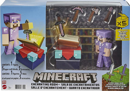 Minecraft Quarto encantador com figura e acessórios de Steve de 3,25 pol.