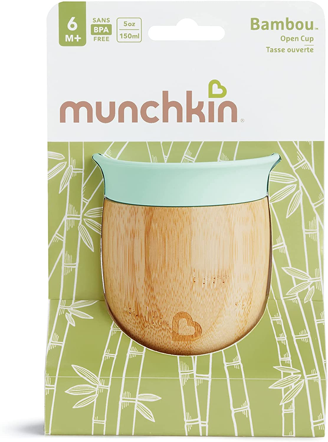 Munchkin® Bambou™ 5 onças para bebês e Copo de treinamento aberto crianças pequenas, bambu não tóxico e silicone de grau alimentício