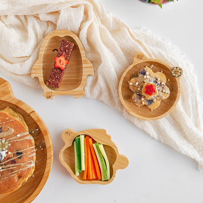 bamboo bamboo Bebês para Prato – Prato de Bambu para Bebês | Não Tóxico | Legal ao toque | Ideal para Baby-Led Weaning (Trio de Monkey, Penguin, Panda Plates)