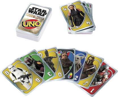 UNO Star Wars The Mandalorian, baralho temático e regra especial, presente para noites de jogos infantis, adultos e familiares, a partir de 7 anos, HJR23