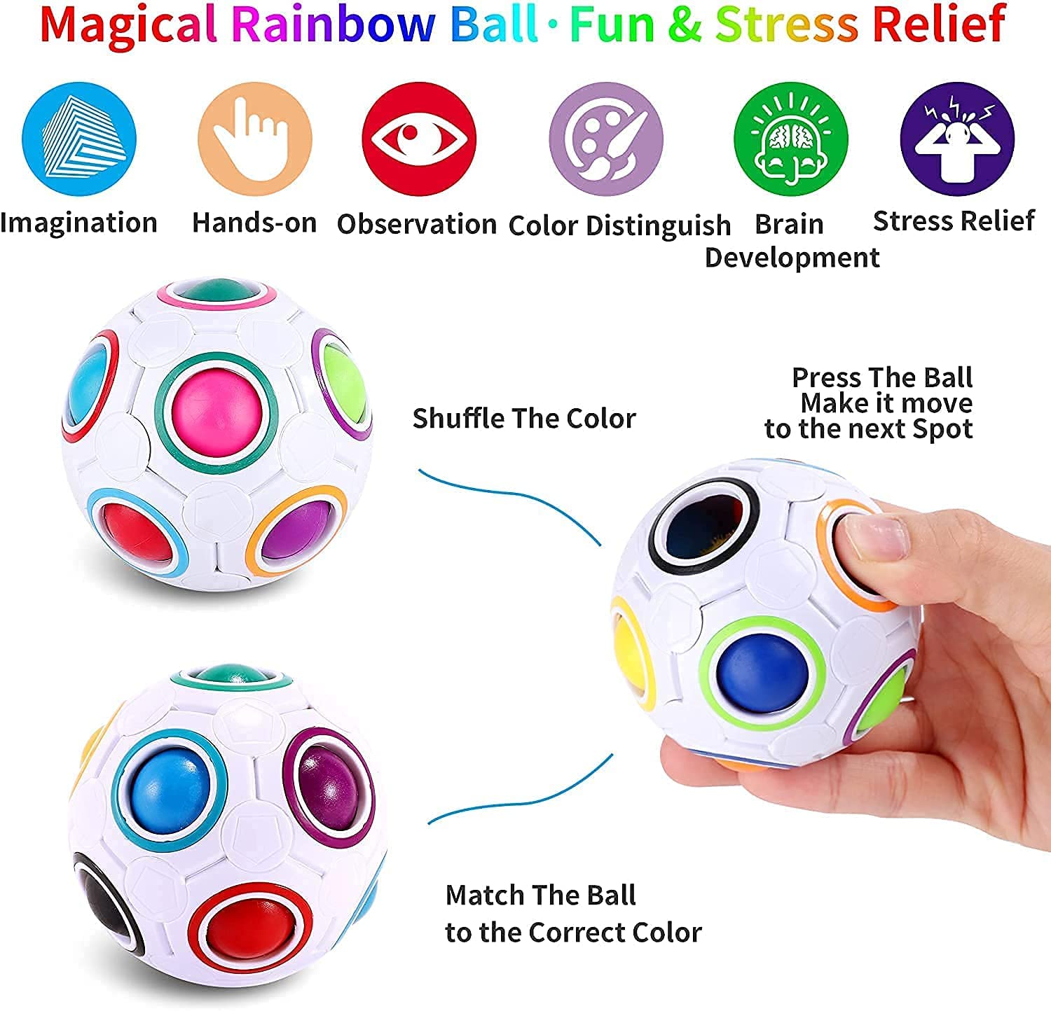 Rainbow Push Bubble Animal Brinquedos, Squeeze Stress Reliever