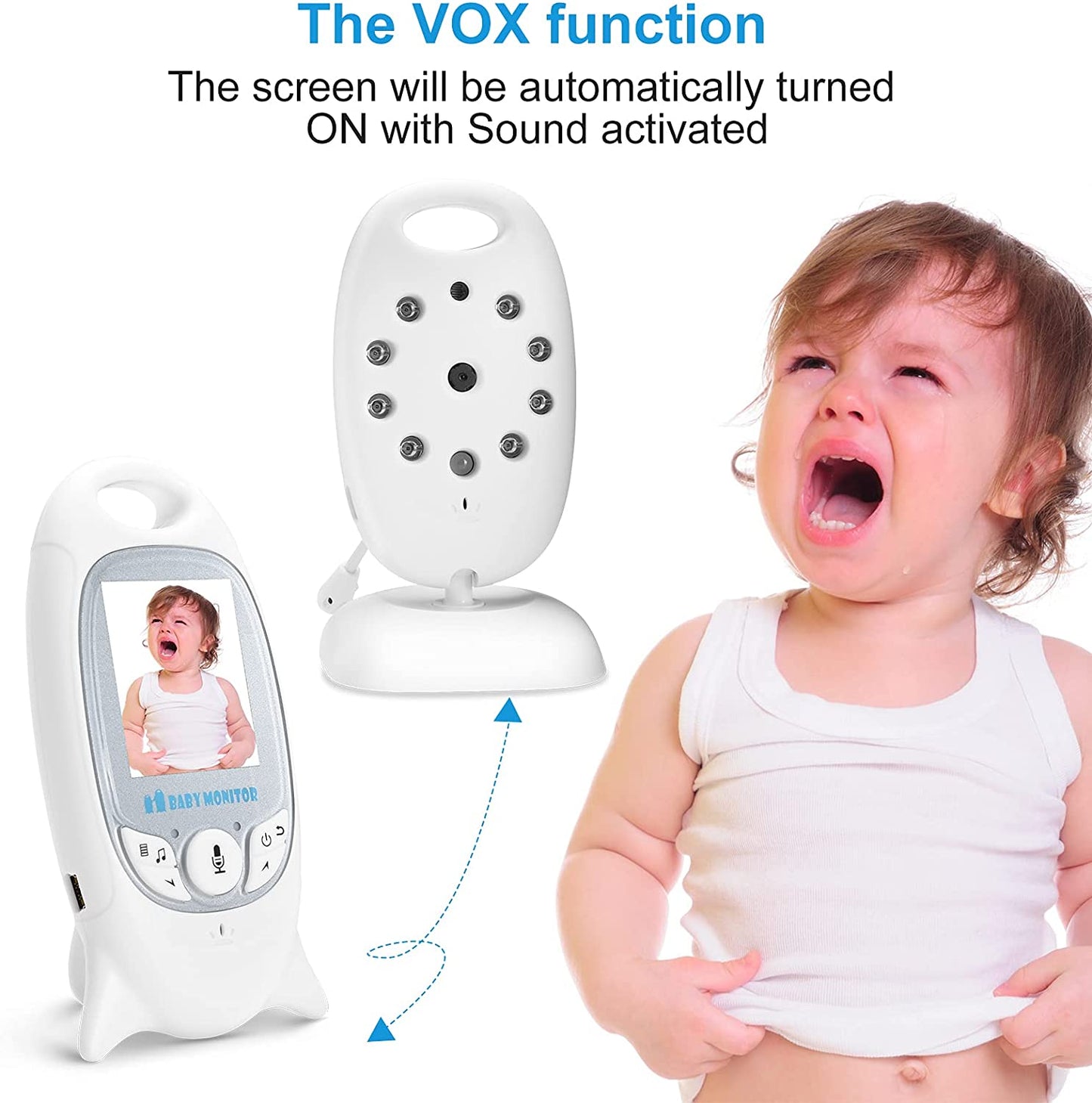 Lullaby - Monitor de vídeo sem fio para bebês com áudio e câmera, 2.0 polegadas