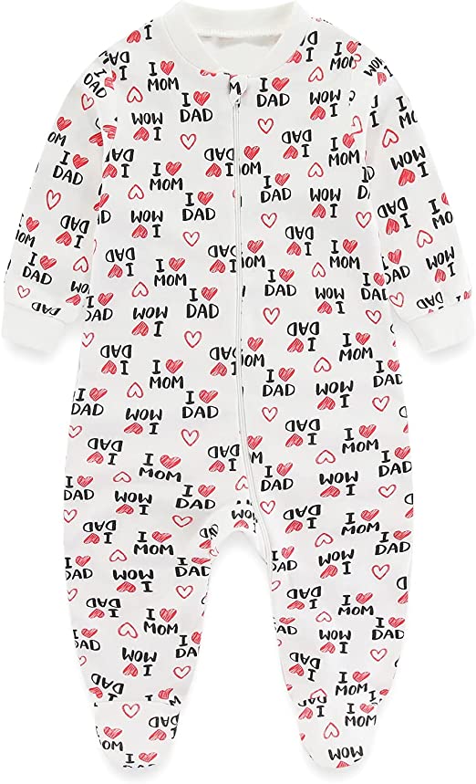 MAMIMAKA Pijamas unisex para bebé recién nacido, pijamas de algodón con cremallera de 2 vías para dormir y jugar, edades de 4,0 a 18 meses