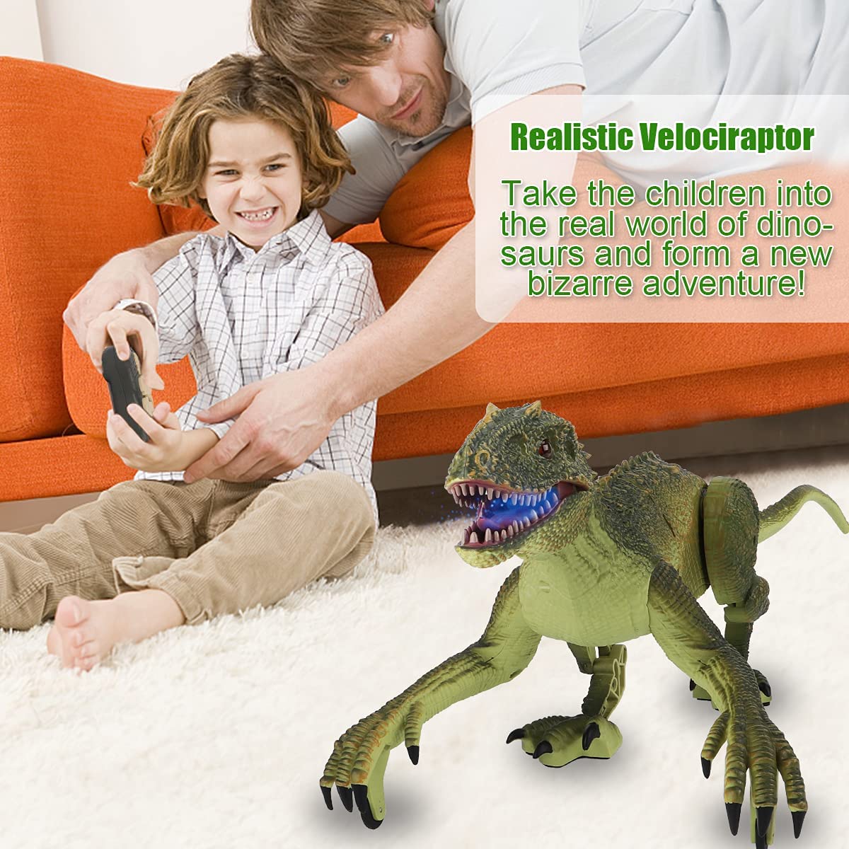 GILOBABY - Dinosaurio con mando a distancia con sonido y luz, camina y ruge