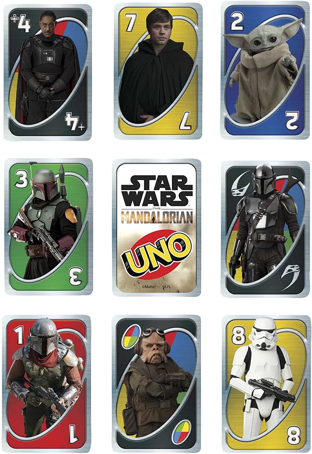 UNO Star Wars The Mandalorian, baralho temático e regra especial, presente para noites de jogos infantis, adultos e familiares, a partir de 7 anos, HJR23