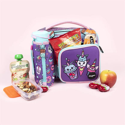 Fringoo - de grande capacidade crianças de almoço quadrado para Saco| Pequena bolsa legal lancheira para crianças | Perfeito como lancheira escolar para Meninas - Comida Fofa