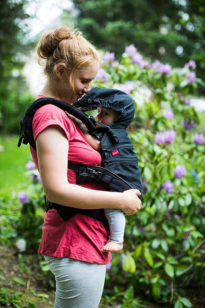 Manduca XT Baby Carrier > All in One < Baby Carrier com Assento Ajustável, Recém-nascido a Criança, 3 Posições (Frente, Quadril e Traseira), Sem Inserção Infantil Necessária, Algodão Orgânico (XT Cotton/denimblack-Toffee)