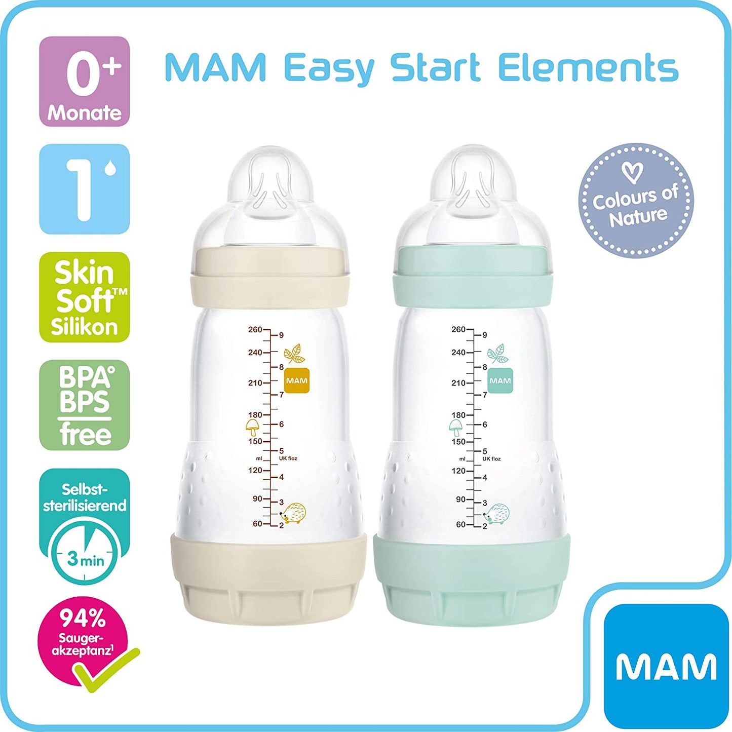 MAM Easy Start Mamadeiras Anti-Cólica - Kit 2x 260 ml