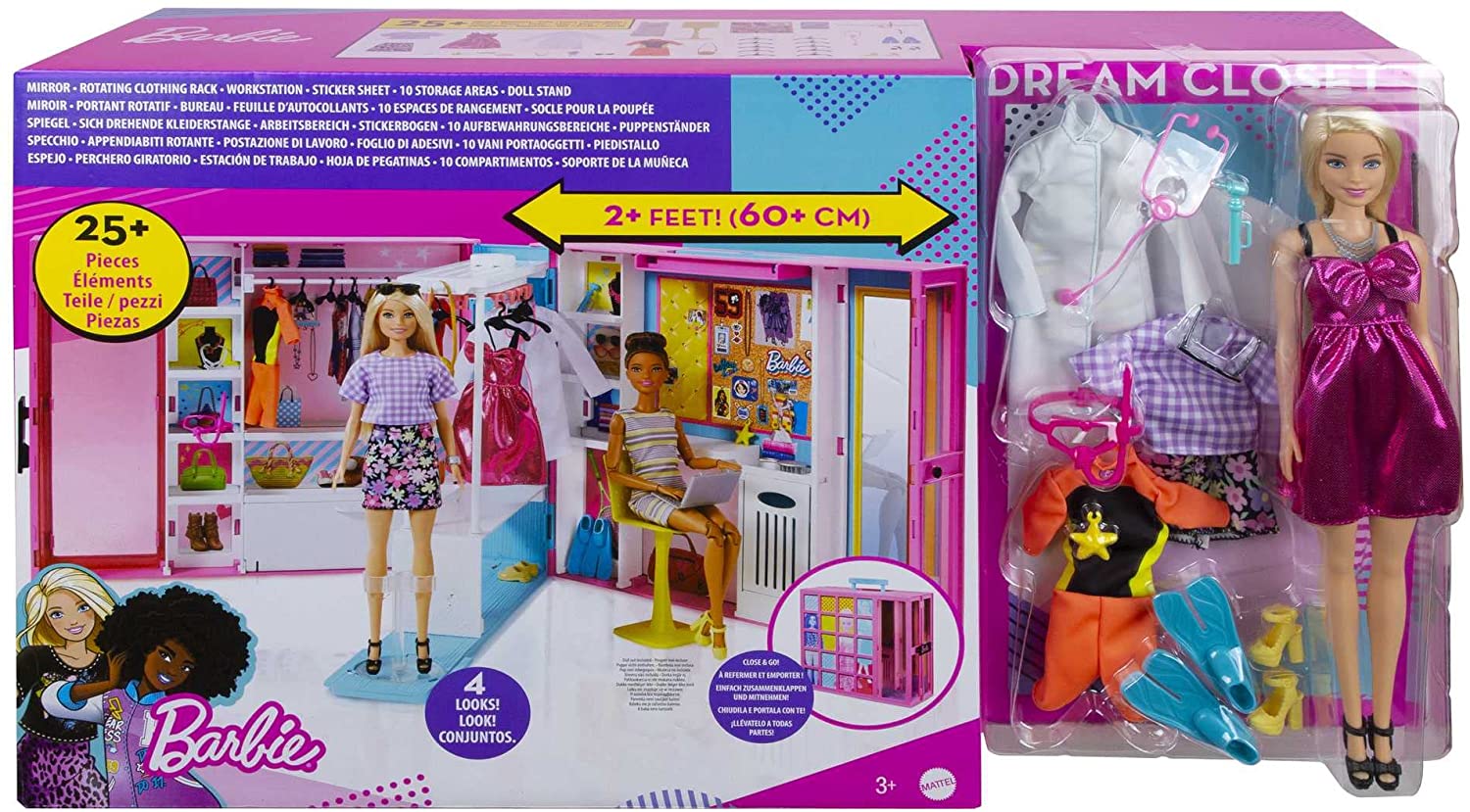 Conjunto Closet Armário De Luxo Da Boneca Menina Loira Barbie