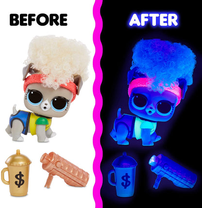 LOL Pets con pelo real y 9 sorpresas con luz negra, multicolor