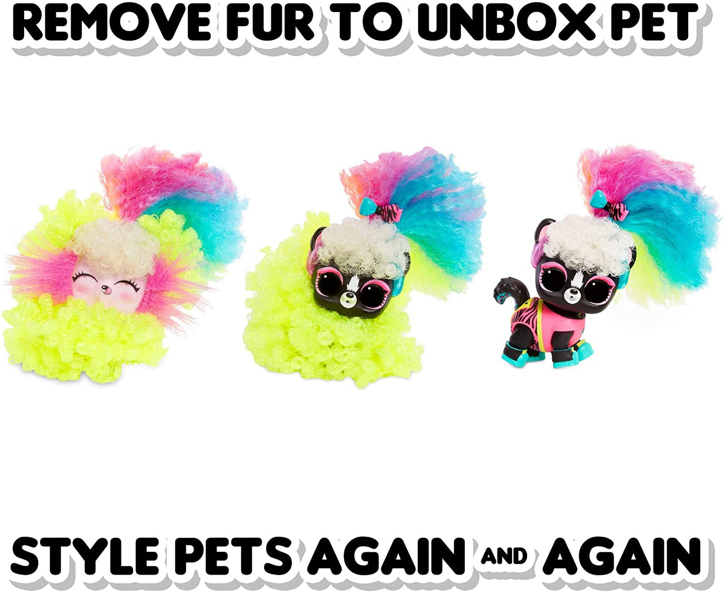 L.O.L Pets with Real Hair & 9 Including Black Light Surprises, Multi