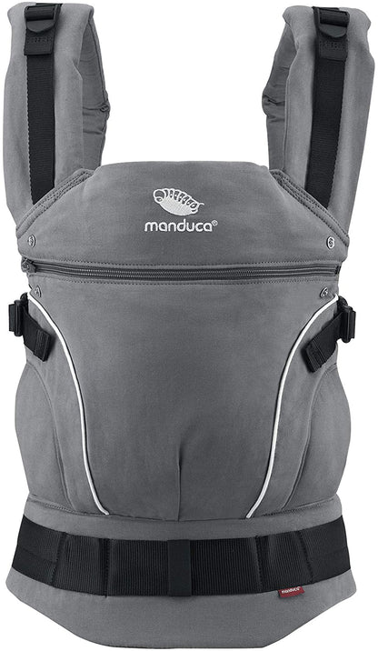 manduca First Baby Carrier > Pure Cotton < Carrinho de bebê ajustável e versátil de recém-nascido a criança (3,5 até 20 kg), 3 posições (frente, quadril e costas), fabricado na Europa (PureCotton, Darkgrey)