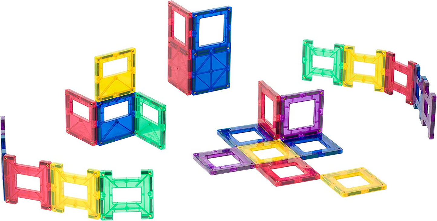 Playmags Ladrilhos magnéticos de 48 peças para crianças - Ímãs mais fortes - Brinquedos STEM para crianças, ladrilhos magnéticos e blocos de construção, resistentes, super duráveis com ladrilhos de cores vivas e claras