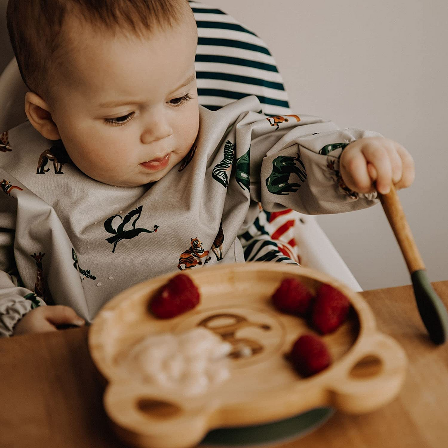 Bubba Bear ® Conjunto de placas de sucção para bebês | Feito com Bambu Natural | Placas de sucção para desmamar e alimentar crianças pequenas (6 a 12 meses)