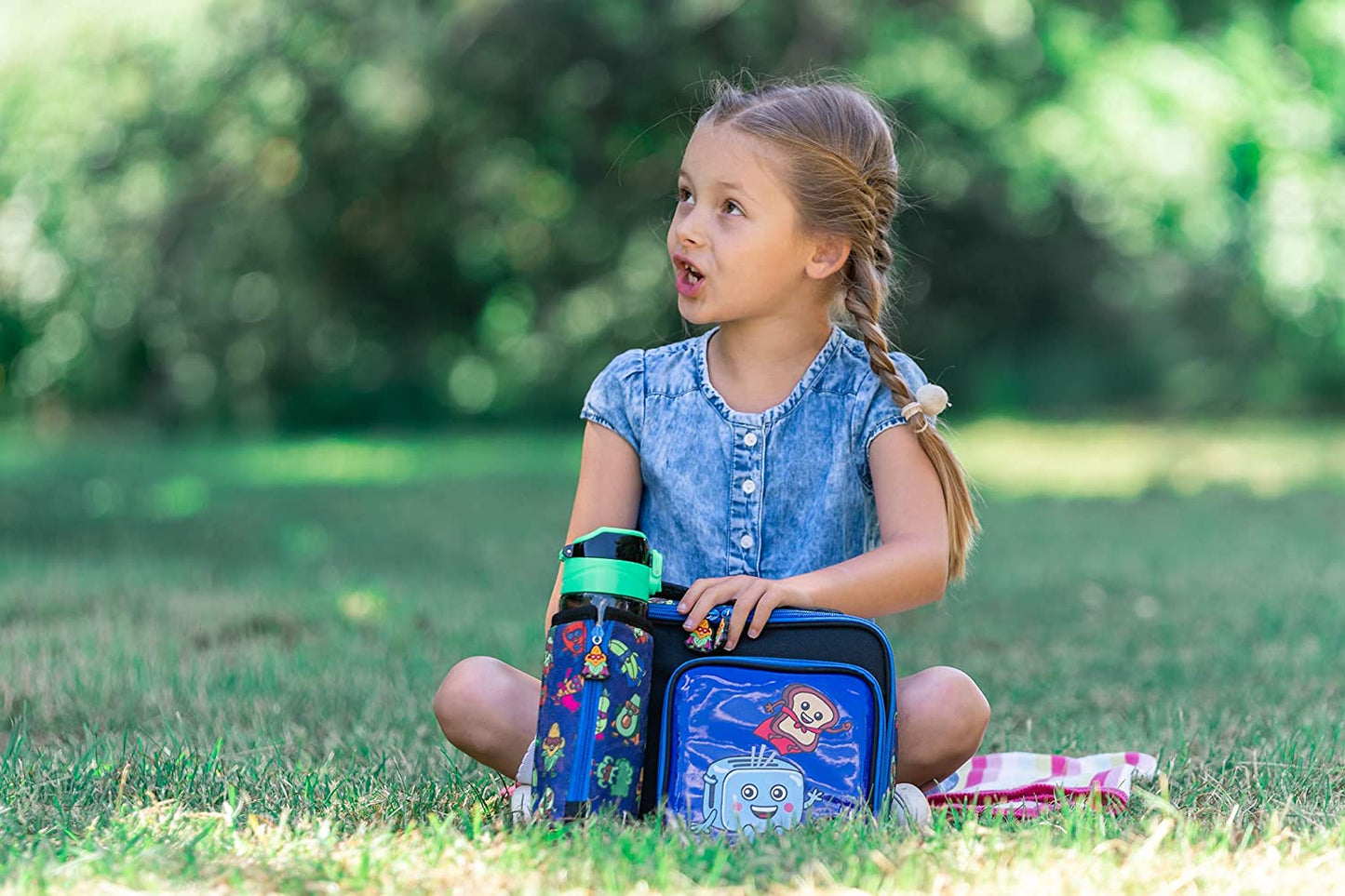 Fringoo - de grande capacidade crianças de almoço quadrado para Saco| Pequena bolsa legal lancheira para crianças | Perfeito como lancheira escolar para Meninos - da Comida Heróis