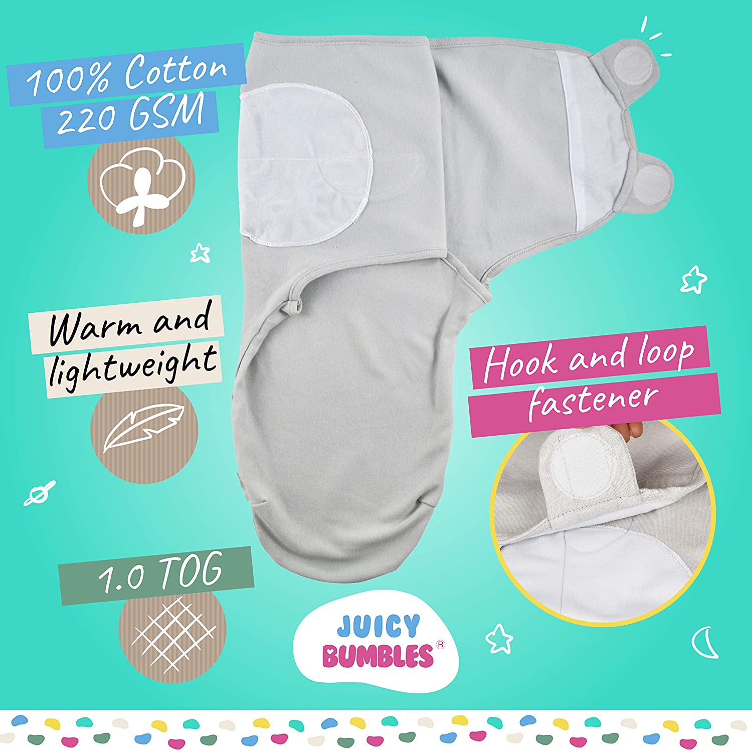 Juicy Bumbles Swaddle Blanket 0-3 Months - 100% Cotton Baby