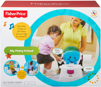 Fisher-Price P4324 My Potty Friend, Assento de treinamento para banheiro infantil com sons, músicas e frases para encorajar e recompensar, branco (Pacote com 1)