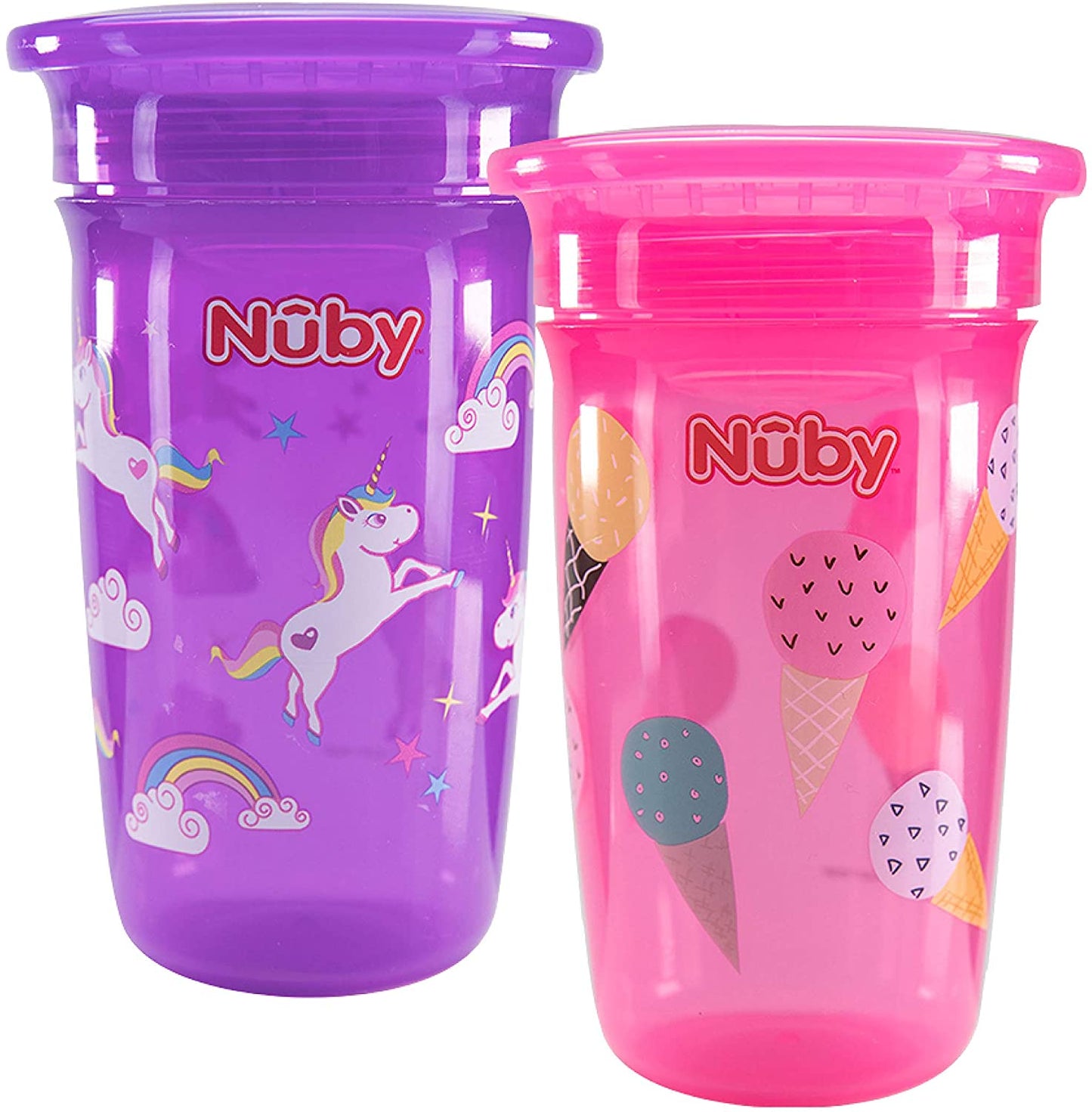 Nuby Sipeez 360° Wonder Maxi Vasos, Colores Surtidos, Kit de 2 Unidades